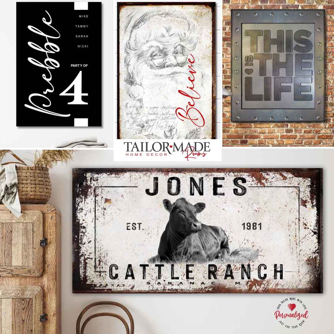 Farmhouse Decor with Bar, and farmhouse signs, and industrial signs.